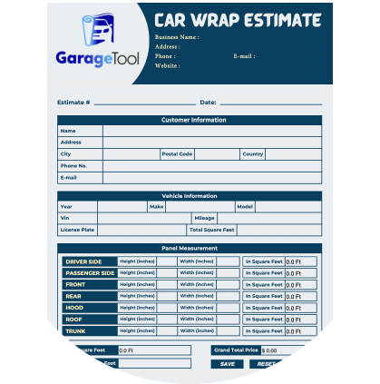 Car Wrap Estimate Template